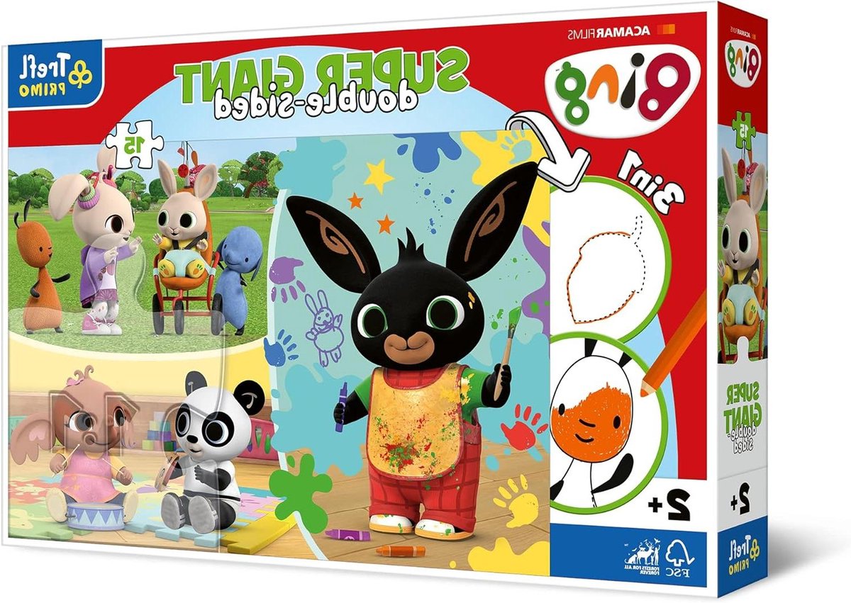 Puzzel Bing - Legpuzzel Kleurboek - Kinderen Spelen - 3 Spellen In Een - 600x400 mm - Multicolor