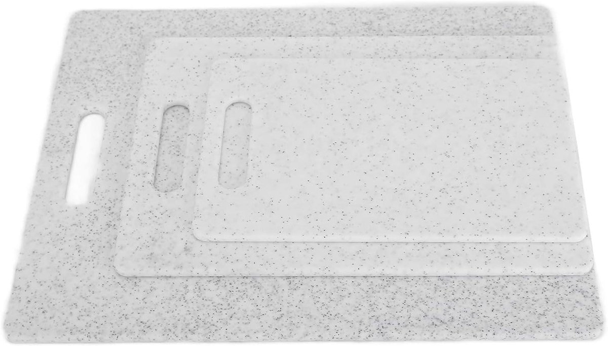 Snijplank Set - Keukenplank Hakblok - Voedsel Bereiden - Dubbelzijdig Gebruik - 3 Stuks - Wit