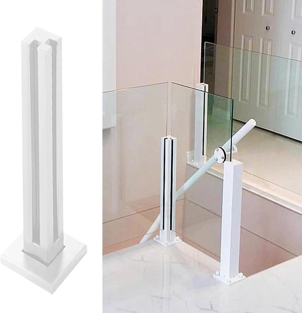Glazen Balustrade Paal - Glazen Hekwerk Paal - Terras Afschermen - Roestvrij Staal 304 - 60-150 cm - Wit
