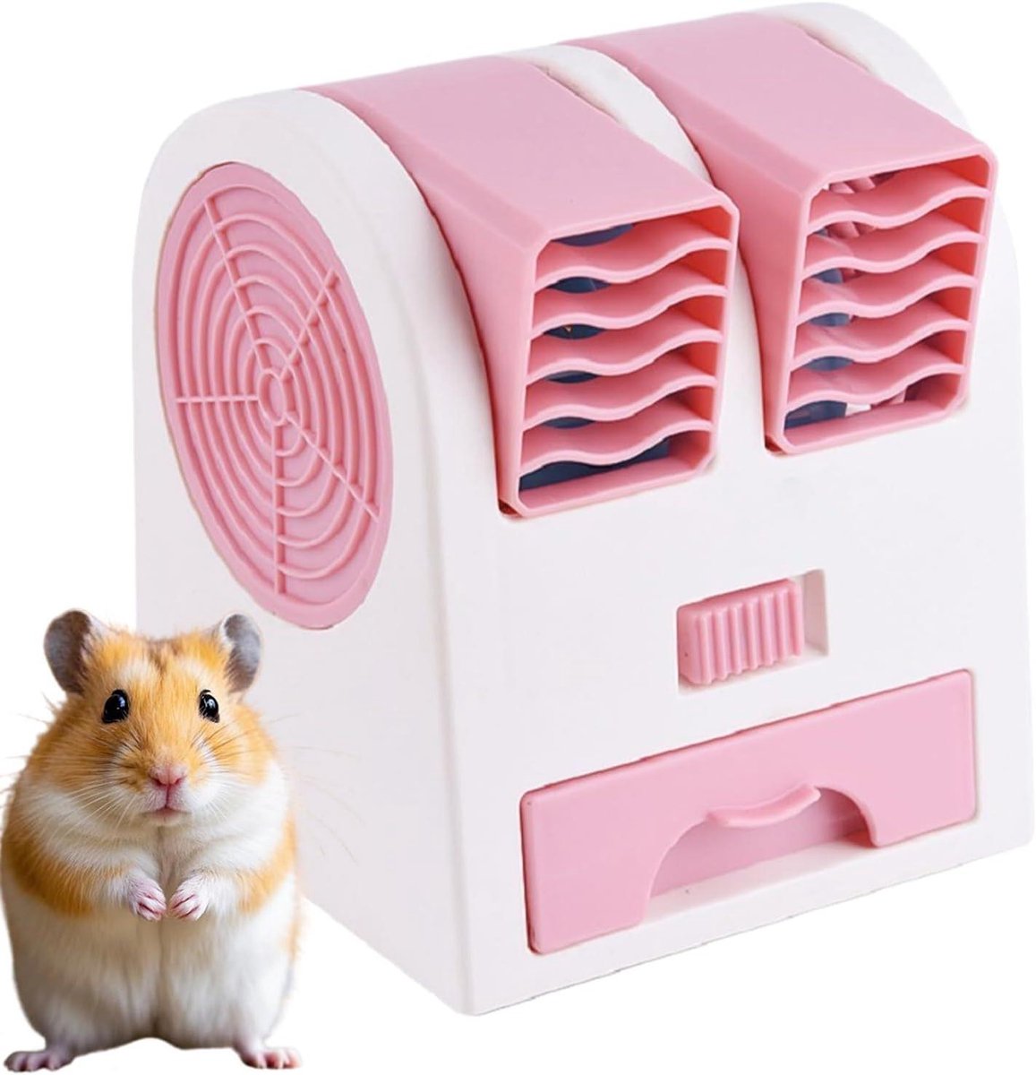 Ventilator voor Dieren - Koeler Dierenhok - Koelte Bieden - Stille Werking - 11.5 cm Hoogte - Roze