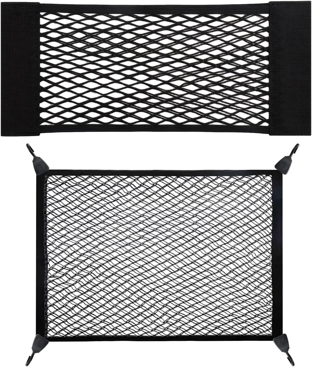 Drie Stuks Universele Kofferbak, Dubbele Laag Opslagnetzakken, Multifunctioneel Auto Bagagenet voor het Organiseren van Bagage en Thuisopslag, 110x60cm, 25x60cm, Ideaal voor Reis en Auto-accessoires