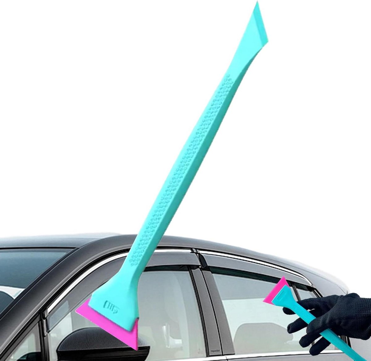 Glasschraper met handvat - Folieschraper raamtrekker - Streeploos reinigen - Ergonomische antislip grip - 24 cm lengte - Blauw