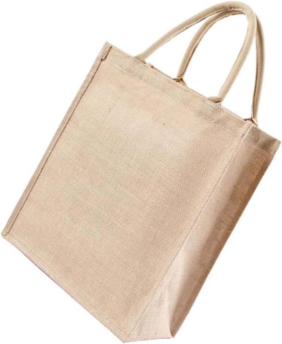 Jute Draagtas - Opbergzak - Boodschappen Doen - Herbruikbaar Ontwerp - 27x26cm - Khaki