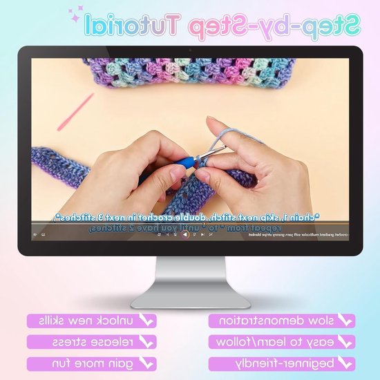 Crochet Deken Set voor Beginners - Haakproject met Kleurrijke Patronen en Accessoires — afbeelding 3