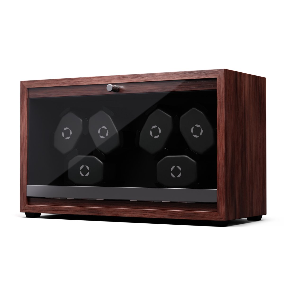 Klarstein Kabel watchwinder voor automatische horloges, automatische watchwinder voor 6 horloges, automatische watchwinder met acryl kijkvenster, automatische watchwinder, blauwe leds, watchwinder met 4 TPD instellingen