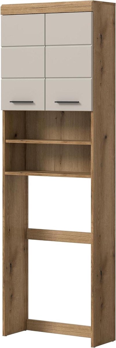 Wasmachine bovenbouw - Opbergkast - Ruimte Organiseren - Tijdloos design - 63x191x24 cm - Evoak eiken