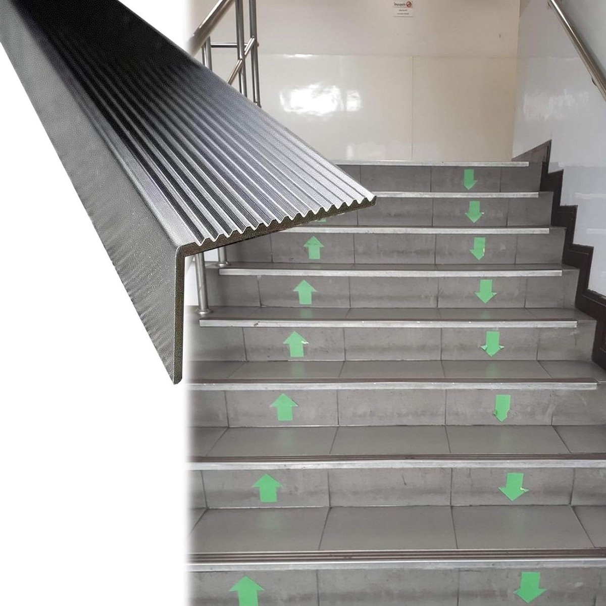 Traprandprofiel Roestvrij Staal - Trapneus Antislip - Veiligheid Verhogend - Duurzaam RVS Materiaal - 120 cm Lengte - Zilverkleurig