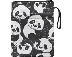 Boekhoes Leuke Panda - Boekenmap Beschermhoes - Boeken Beschermen - Met Rits Voorvak - 29 x 22 cm - Wit Zwart