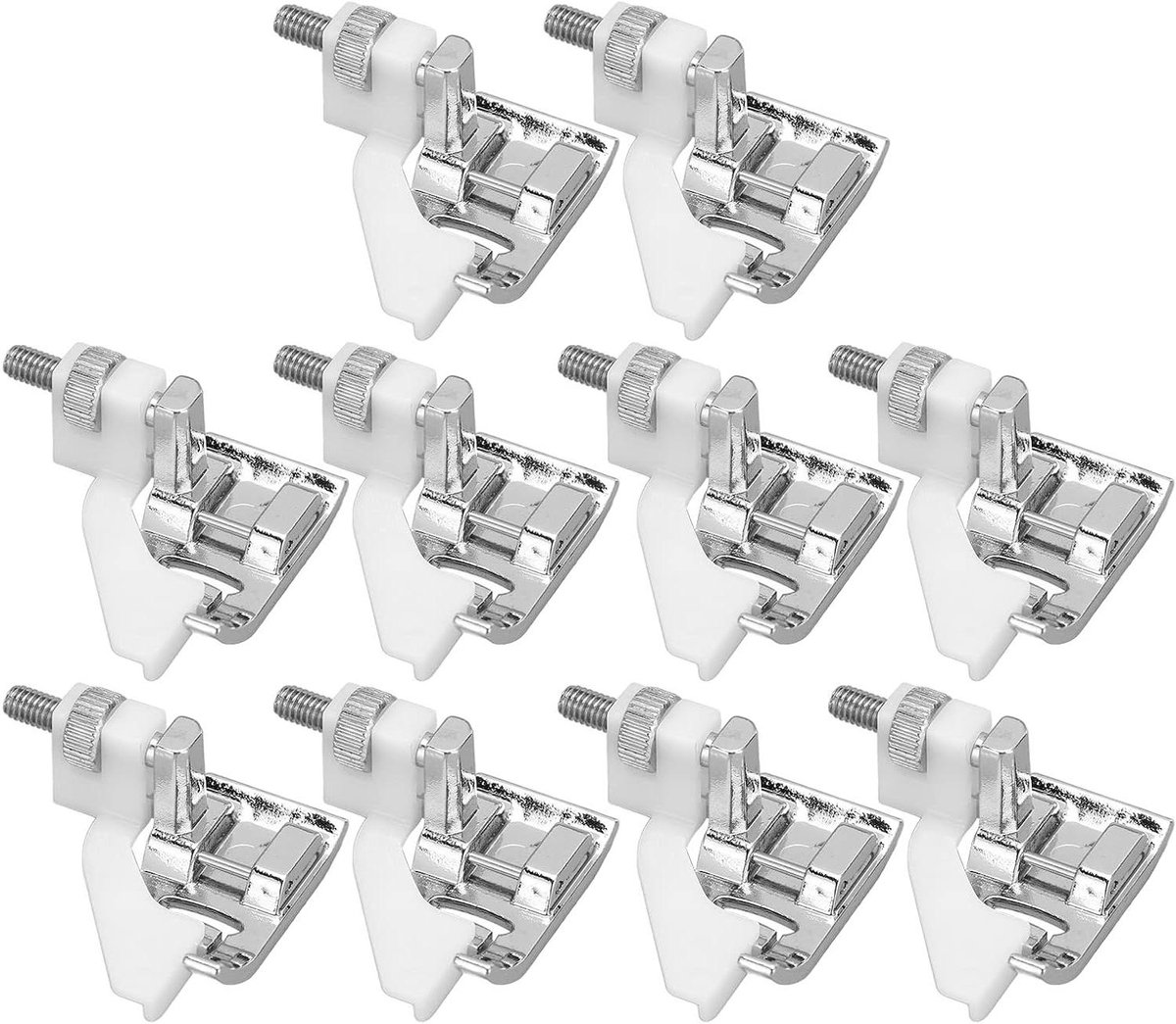 Naaivoeten Set - Blindsteek Zomen - Nauwkeurig Naaiwerk - Metalen Geleider - 10 Stuks - Zilver