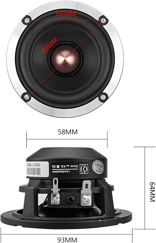 Hifi Mid Speaker Driver - Middenluidspreker - Muziek Luisteren - 25 Kern Spraakspoel - 3 Inch - Zwart — afbeelding 5