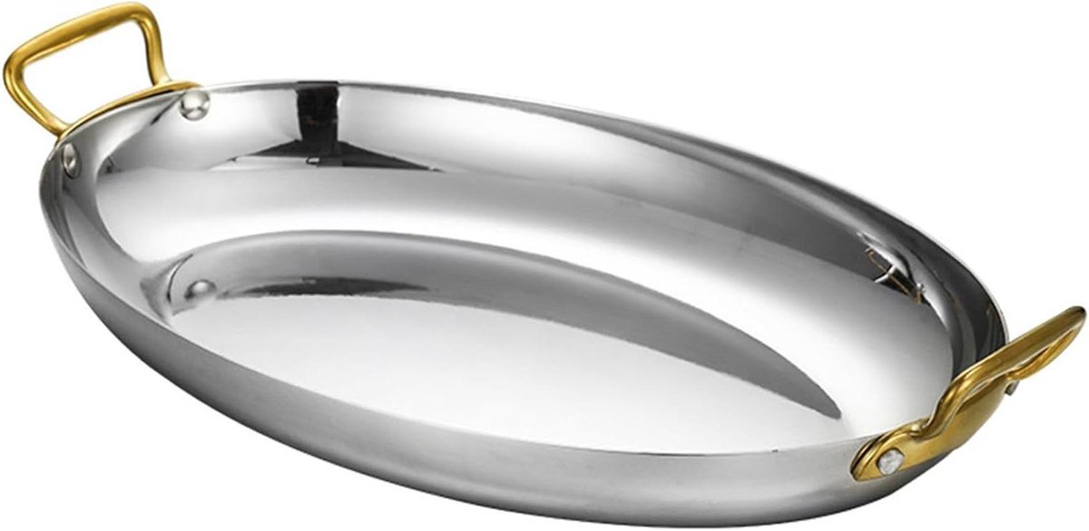 Paella Pan Spaanse Koekenpan Gerechten Bereiden Roestvrij Staal 30 Cm Zilver