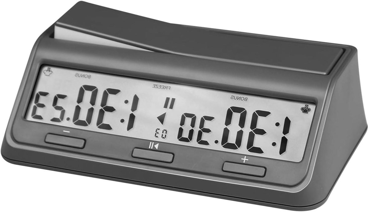 Digitale Bordspeltimer - Schaakklok Timer - Strategisch Spel - Meerdere Timingmodi - 142 x 83 x 42 mm - Grijs