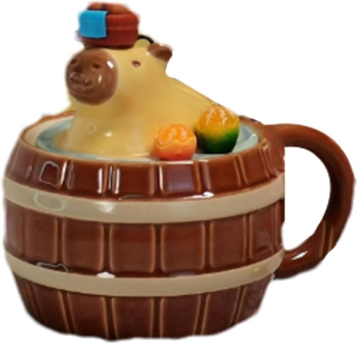 Theemok Keramiek - Koffiekop Melkbeker - Drinken Thuis - Capybara Vorm - 450 ml - Wit
