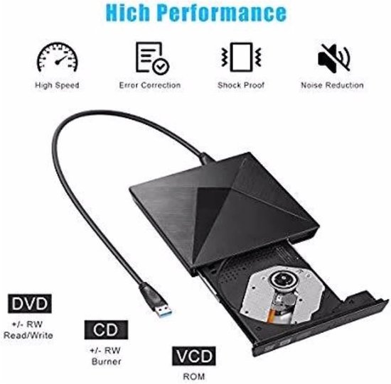 Externe DVD Brander - Optisch Station - Bestanden Opslaan - Plug and Play - Compact Formaat - Zwart — afbeelding 3