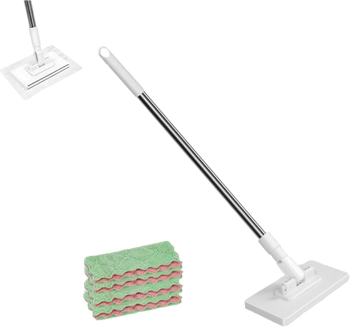 Vloer Mop - Dweil Vlakmop - Vloeren Reinigen - Universele Doek Compatibiliteit - 100 CM - Wit