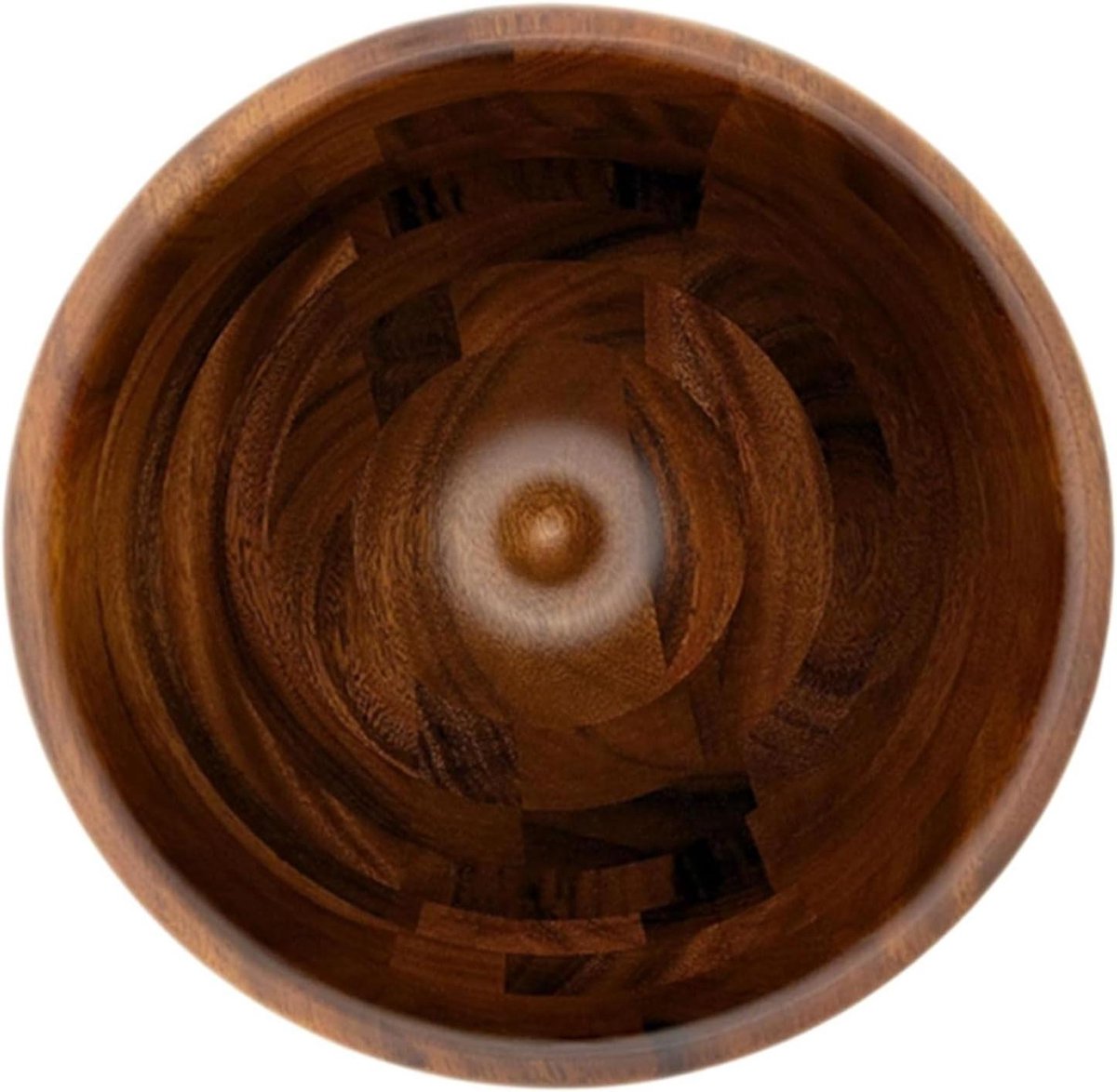 Houten Mengkom - Saladekom Keuken - Deeg Kneden - Met RVS Antislipbasis - 24 x 14 cm - Houtkleur