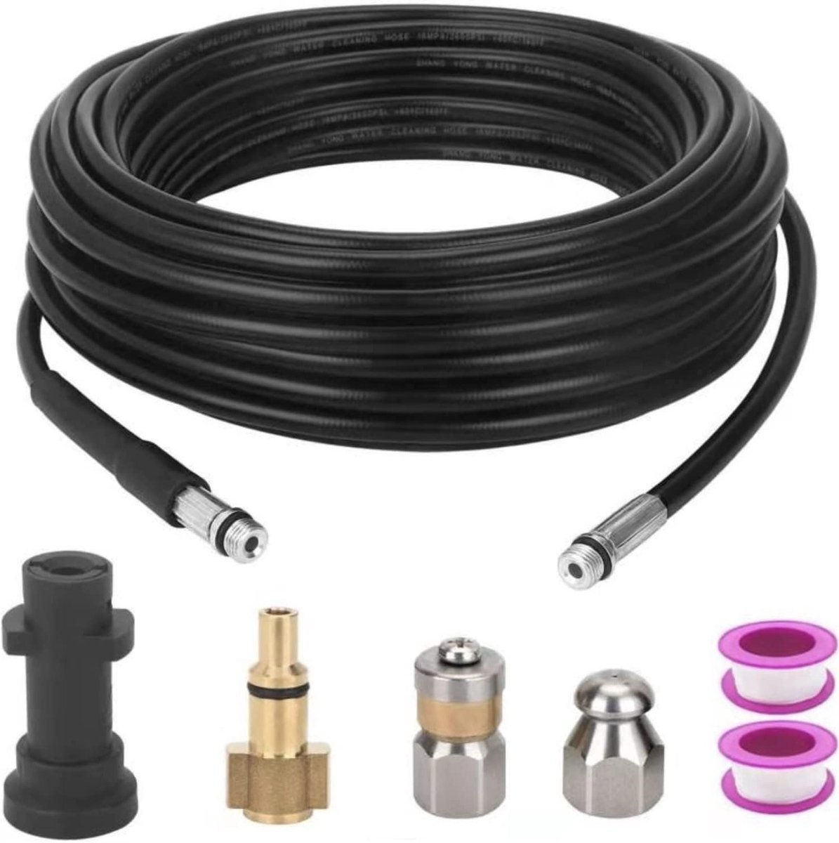 10M Hoge Druk Afvoerbuis Reinigingsslang met Adapter, Flexibele Ontstopper voor Afvoer en Riool, Geschikt voor Karcher K2-K7 Series en LAVOR