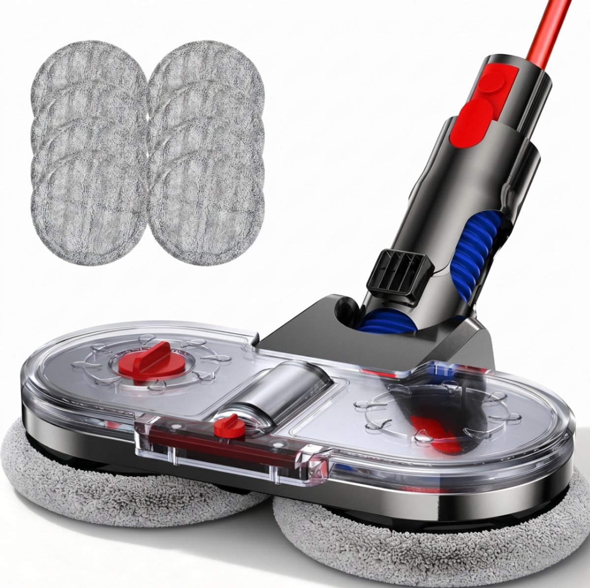 Ryoudavell - Elektrische vloerwisser - Mop & Dweil Opzetstuk - Geschikt voor Dyson V7 V8 V10 V11 V15 Steelstofzuiger - Stofzuigermond voor Nat & Droog - Inclusief 6 Dweilpads - ABS & Fiber