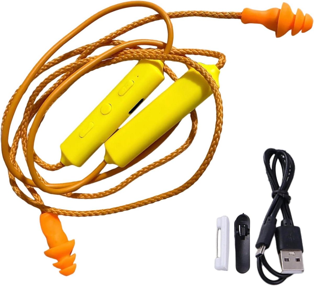 Nekband Oordopjes - Oordopjes met nekband - Geluidsonderdrukking Werk - IPX5 Waterbestendig - 12 uur afspelen - Geel
