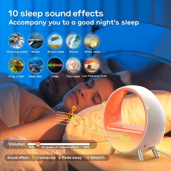 Wekker met Licht - Nachtlamp Klok - Ochtend Routine - Draadloos Laden - 1.0 Count - Wit — afbeelding 4
