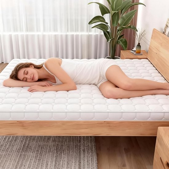 Vouwmatras - Gastenbed Matras - Comfortabel Slapen - Kokosvezel Vulling - 150 x 200 cm - Wit — afbeelding 3