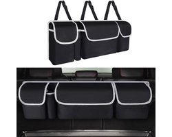 MONTKIARA Opvouwbare Auto Opslagtas met 4 Vakken - Waterproof - Achterbank Kofferbaktas - 3 Verstelbare Schouderriemen - Voor Auto, SUV & MPV