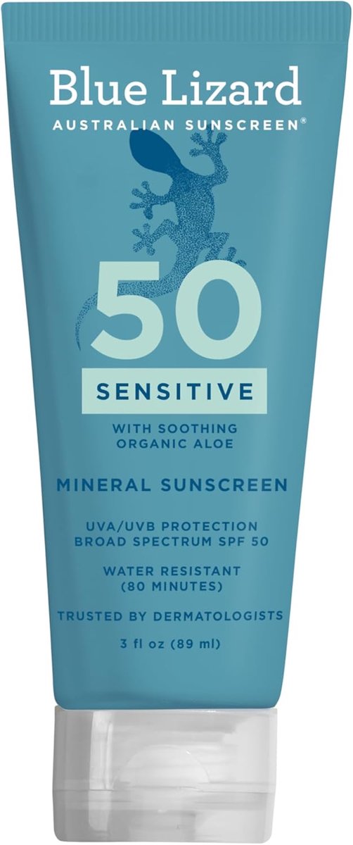 Blue Lizard SENSITIVE Zonnebrand SPF 50+, Geurloos, Waterbestendig 89ML