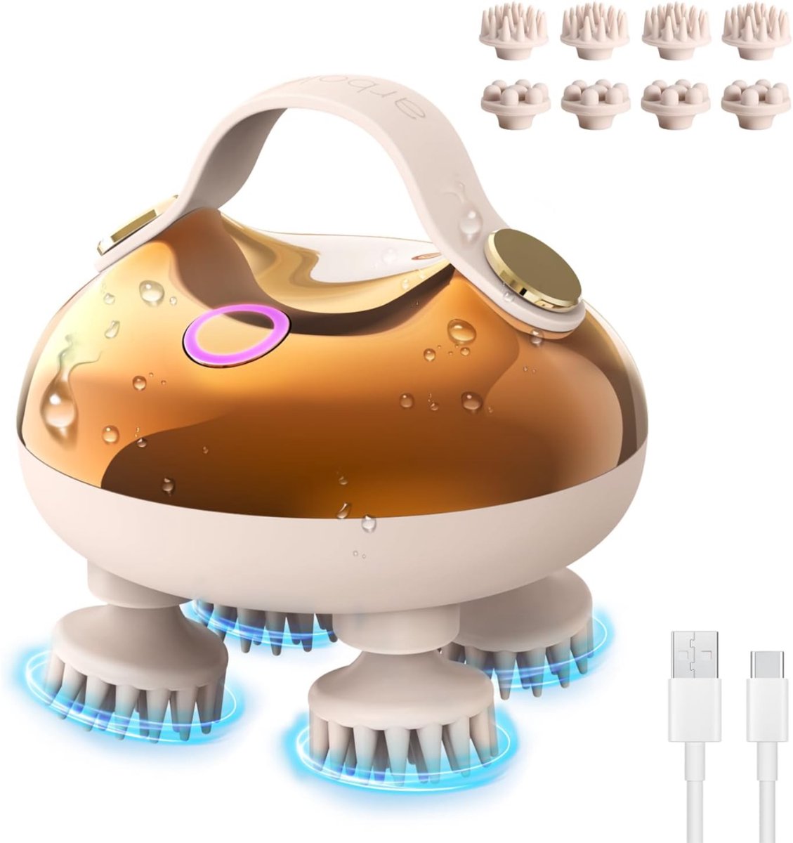 AHD® Hoofdmassage - Scalp Massager - Hoofdmassage Apparaat - Massage Apparaat - Goud - 8cm x 6cm x 6cm