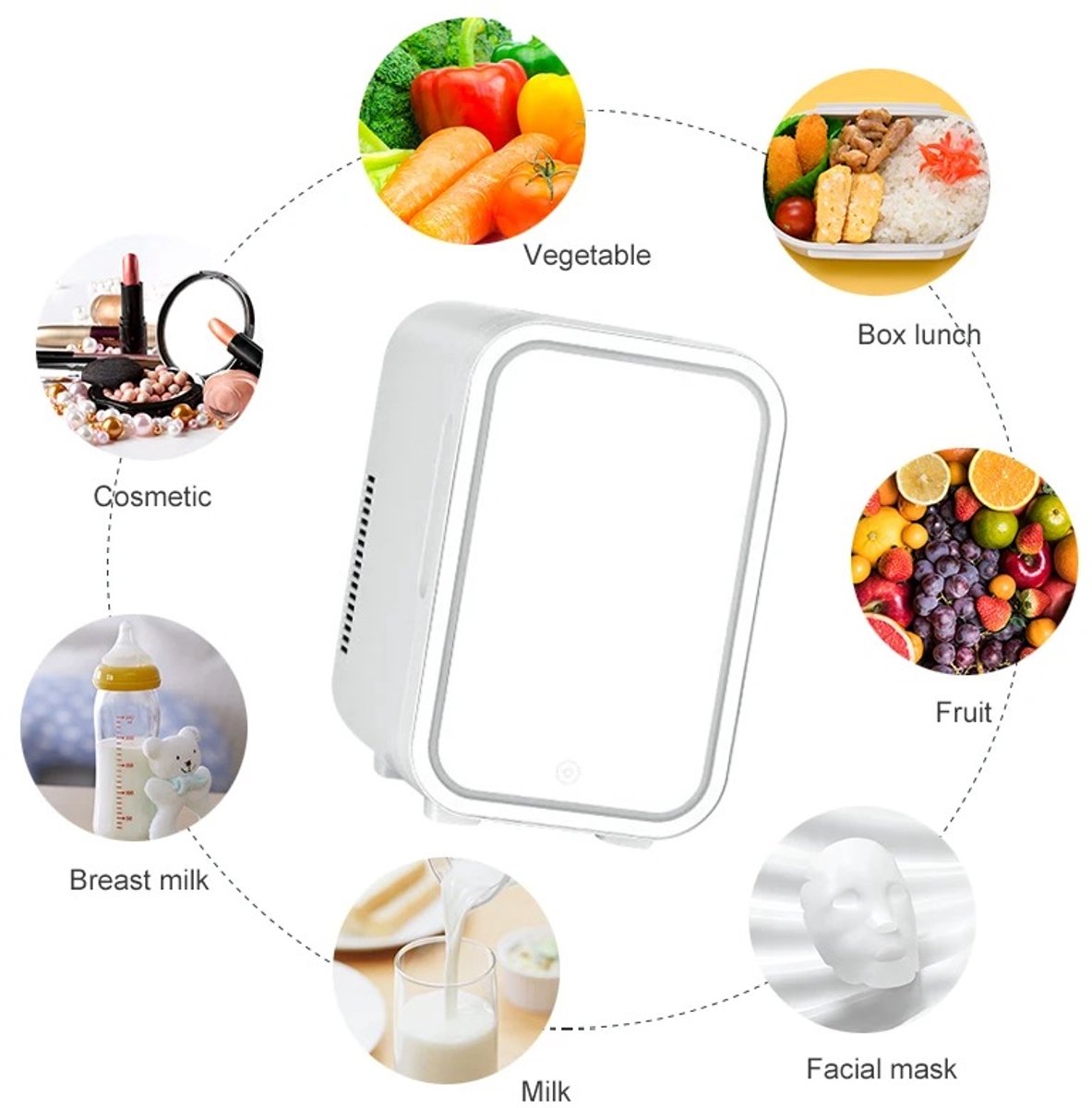 Cherrys Finds - Mini Koelkast - Beauty Koelkast - Make-up koelkast - Koelkast voor onderweg - 4L - Cosmetische opslag - LED spiegel - Draagbare koelkast - Cosmetica koeling - Camping - Tafelmodel
