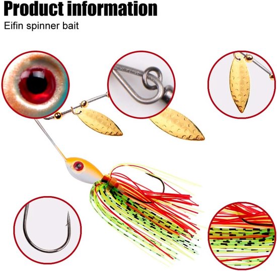 Spinnerbait - 5 Stuks - 17g - Roofvissen - Ultralicht Roofvis Kunstaas - Met Blinkertjes - Visaas - Voor Snoek, Baars, Snoekbaars & Roofvis - Vis accessoires set - Hengelsport - Vissen — afbeelding 3