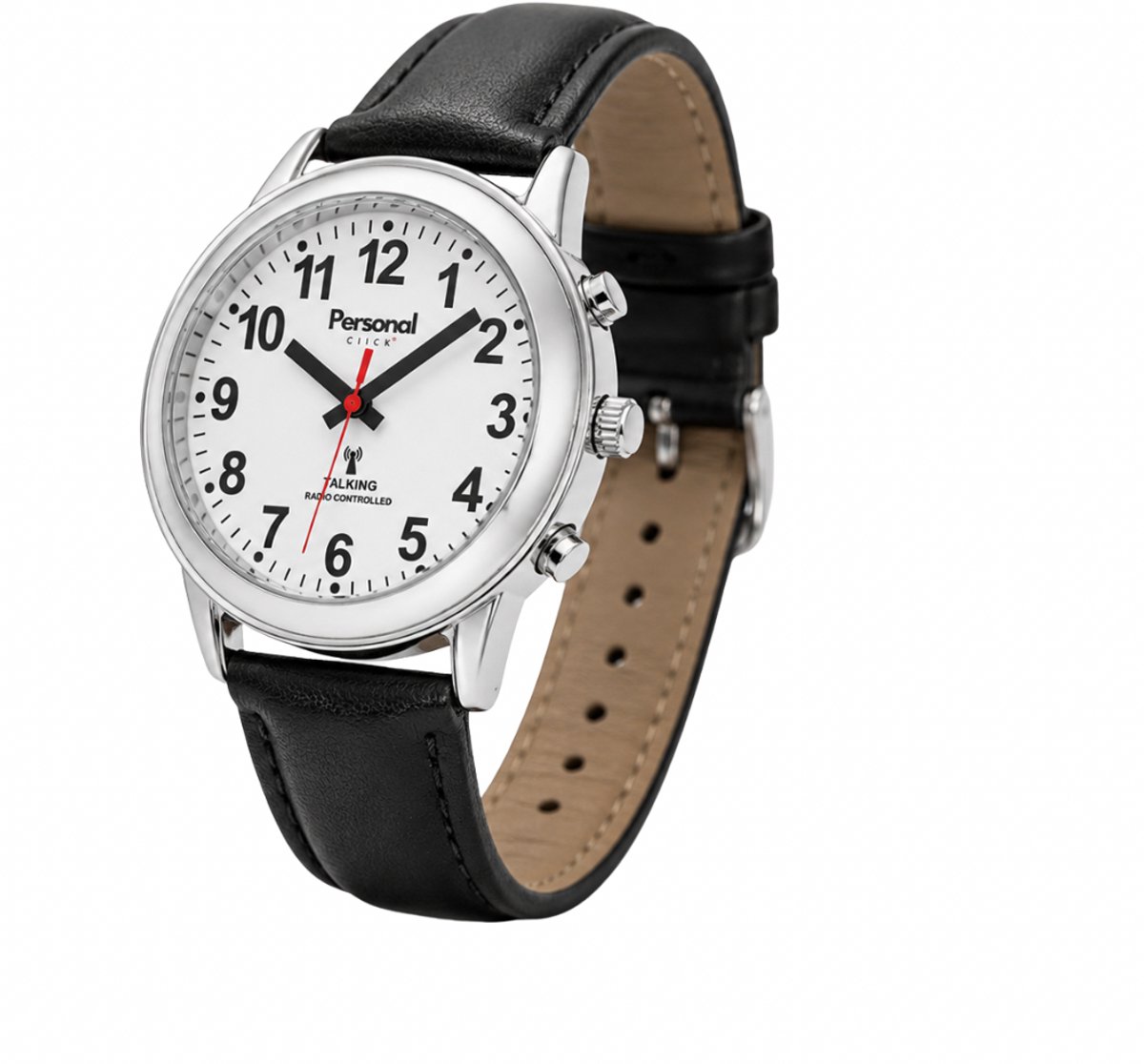 PersonalClick Sprekend Horloge Deluxe – Nederlands Sprekend Horloge voor Slechtzienden & Blinden – Spreekt Tijd en Datum – lederen Band – Zwart