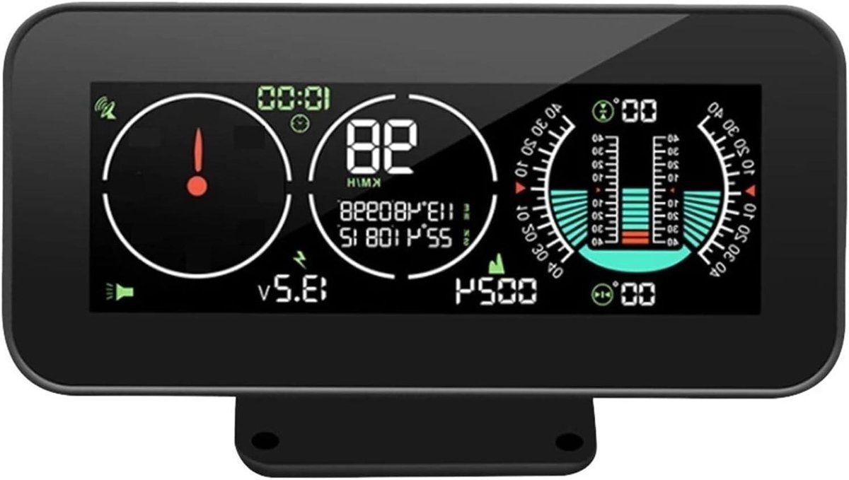 GPS Snelheidsmeter - Auto HUD - Veilige Rit - 3-in-1 Alarm - HD Kleuren LCD - Zwart