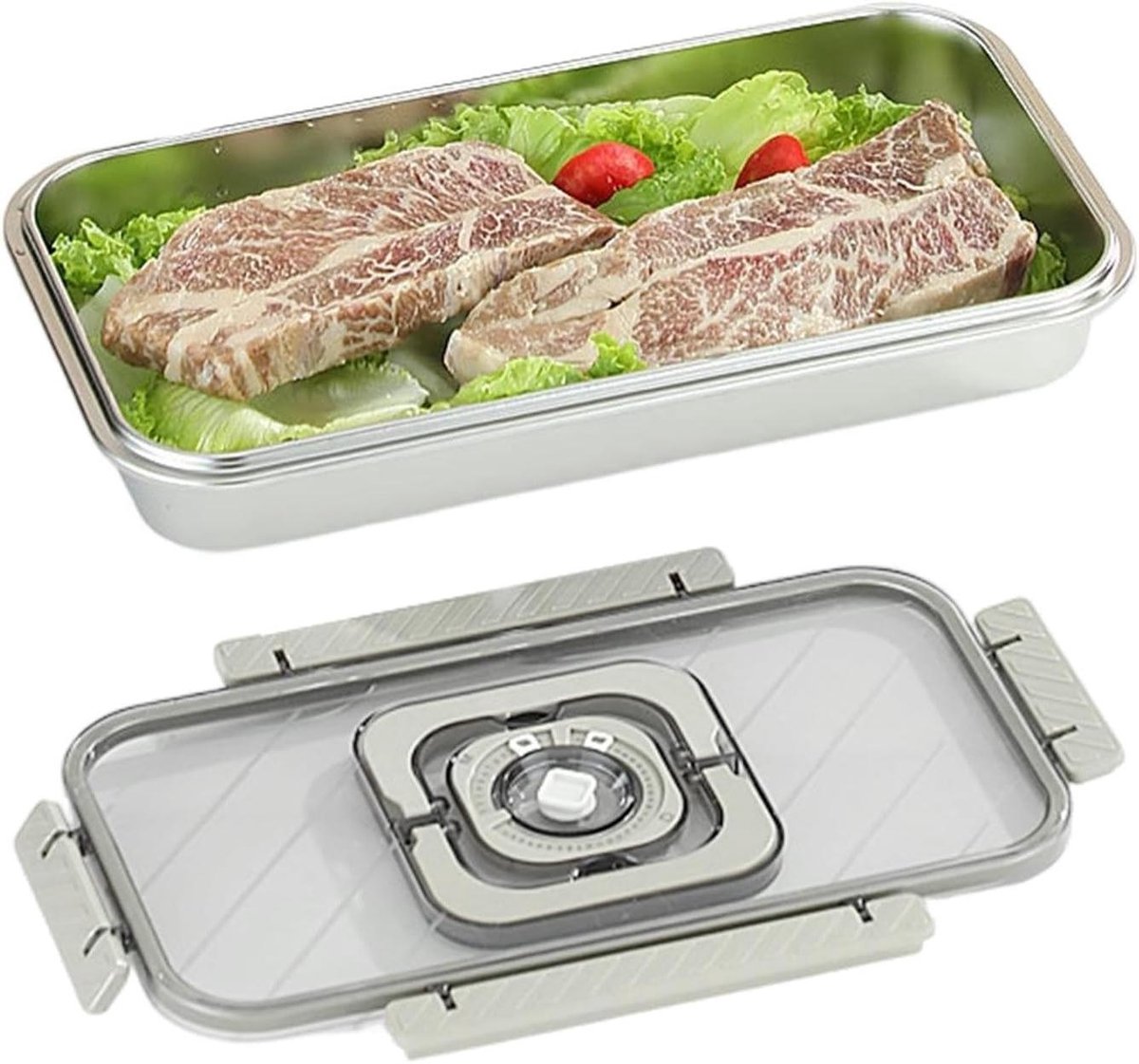 Luchtdichte Broodtrommel - Roestvrijstalen Broodbak - Brood Vers Houden - Met Datummarkering - 36 x 20.2 x 8.5 cm - Zilver