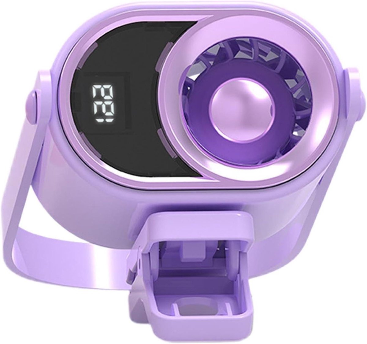 Ventilator met clip - Oplaadbare mini fan - Persoonlijke koeling - Digitaal display - 7.8 x 7.9 x 6 cm