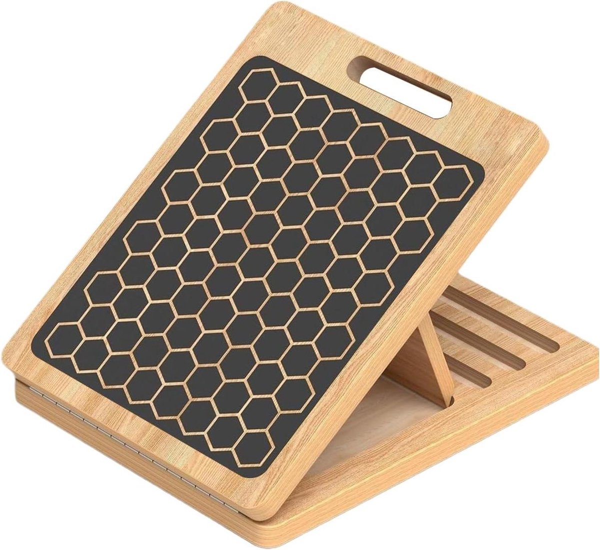 Houten Kuit Brancard - Hellingsbord Fitness - Spier Versterken - Verstelbare Hoek - 40 x 30 cm - Houtkleur