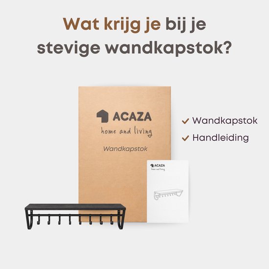 Inhoud van de doos: ACZA wandkapstok en handleiding.
