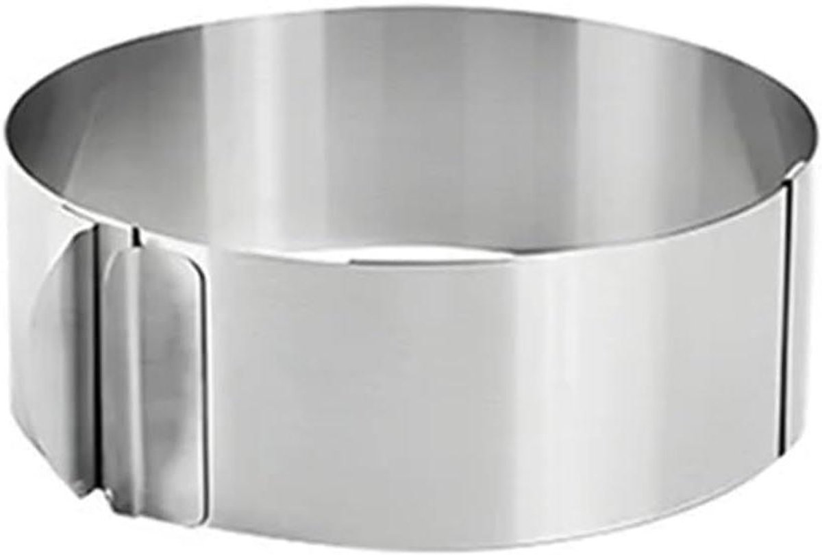 Taartring Verstelbaar - Bakvorm Ring - Gebak Maken - Roestvrij Staal - 16-30 cm - Zilver