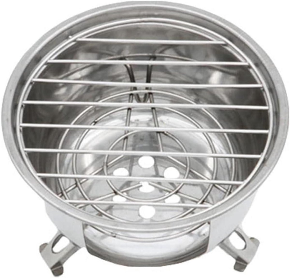 Grill Wokbrander - Draagbare Barbecue - Buiten Koken - Compact Ontwerp - 15.3 x 15.3 CM - Zilver