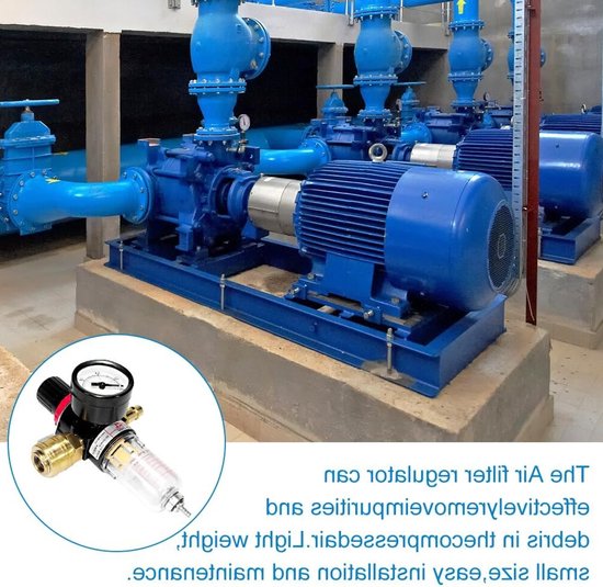 Drukregelaar voor Samengeperste Lucht met Waterafscheider en Filteraccessoires, 1/4 Inch, Ideaal voor Compressoren en Luchtgereedschap — afbeelding 4