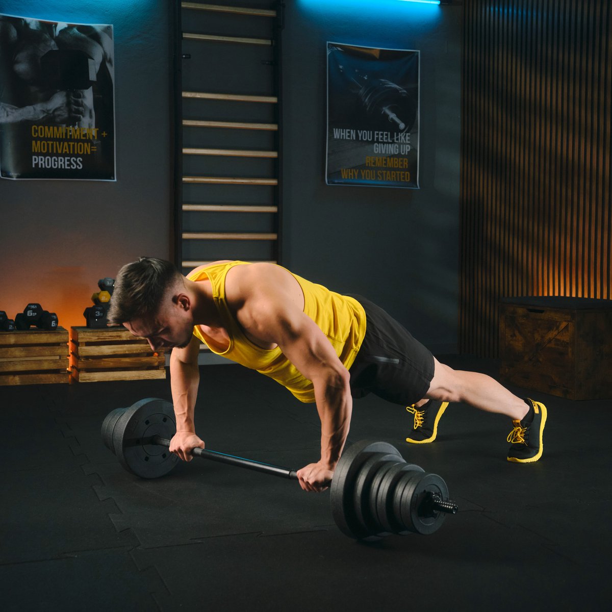 Trex Sport TX-028SF – Lange Halterset – Met 150 cm Stang – Bitumen Gewichten – Bodybuilding – Voor Thuisgym – 28 kg Totaal thumbnail 3