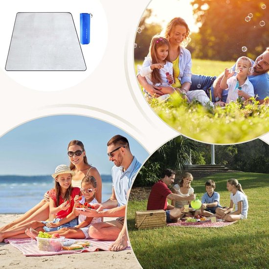 Camping foliemat - Slaapmat picknickdeken - Outdoor activiteiten - Effectief waterbestendig - 200 x 200 cm - Zilver van Camping — afbeelding 2