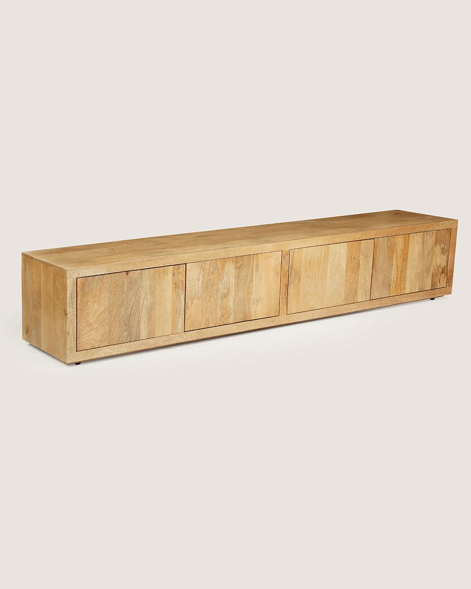 TV Meubel 210 cm Mangohout – 4 Deuren – Landelijk