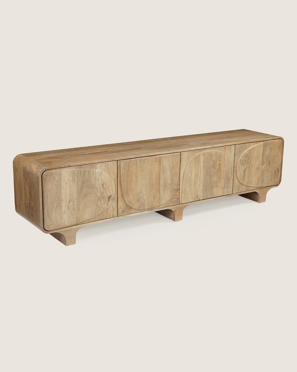TV Meubel 200 cm Mangohout - 4 Deuren - Modern Design