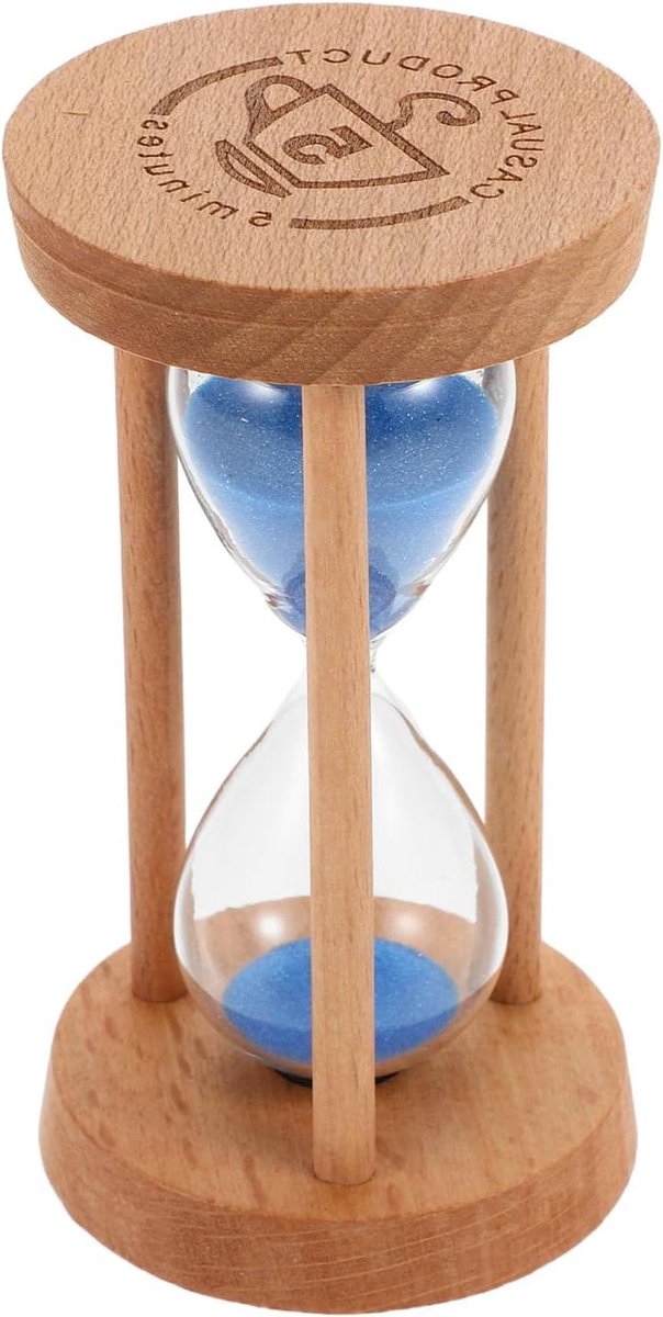 Zandloper Timer - Zandklok - Tijdsbeheer Kinderen - Visuele Tijdindicatie - 5 x 9 cm - Blauw