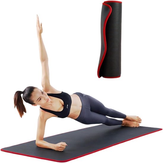 Dikke Yogamat - Oefenmat Fitness - Thuis Sporten - Extra Ondersteuning - 183 x 61 cm - Blauw — afbeelding 4