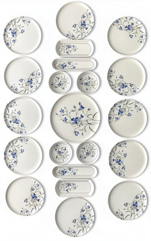 Hermia Concept Seed Blue - Ontbijtset - 21-delig - Blauw/Wit — afbeelding 2