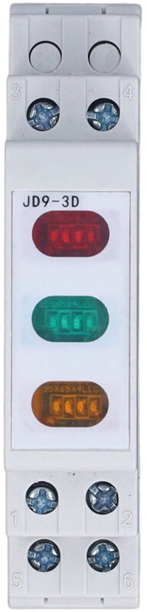DIN-rail indicatielampjes, rode, gele of groene LED's, voor magnetisch bediende contactoren, 230V AC/DC.