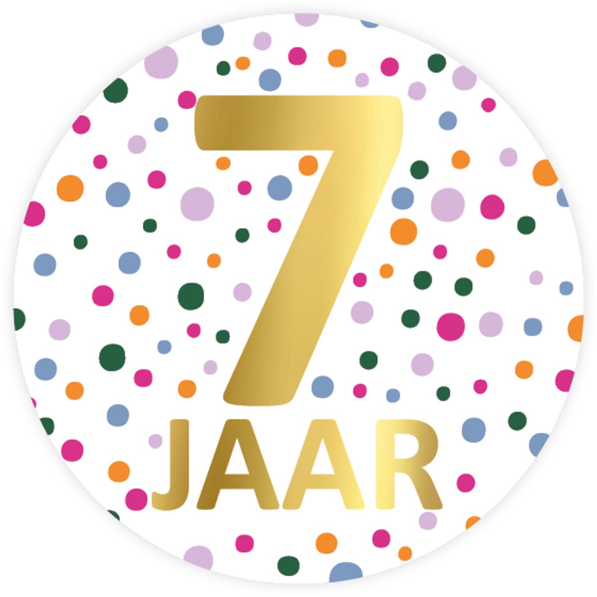 30x Sluitsticker Hoera 7 jaar! | GOUDFOLIE | 40 mm | Traktatiesticker Hoera | Cadeausticker | Sluitzegel | Sluitsticker | Traktatie - Verjaardag - Feest | Sticker 7e verjaardag | Kinder traktatie