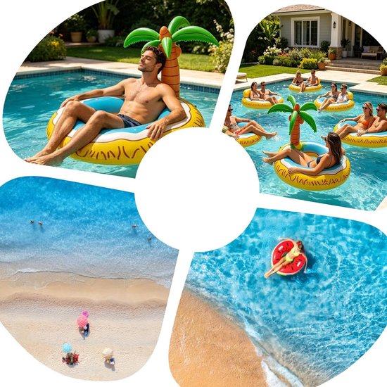 Opblaasbare Drijver - Zonnedek Stoel - Water Recreatie - Tropisch Boom Ontwerp - 120 cm - Groen — afbeelding 5