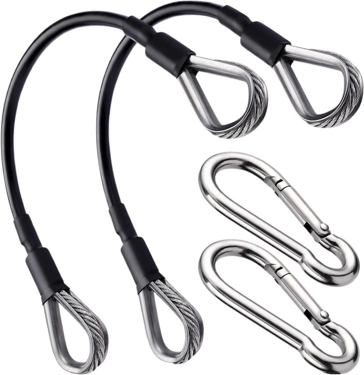 Fitness Kabel Set - Gewichtstraining Accessoires - Krachttraining Thuis - Duurzaam Roestvrij Staal - 304 cm Lengte - Zilverkleurig